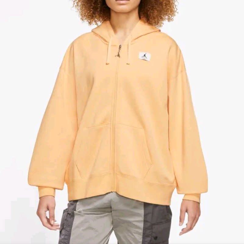 NIKE/耐克针织运动全拉链橙色连帽长袖宽松纯棉卫衣DZ3360-251