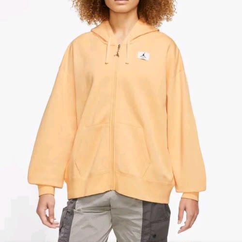 NIKE/耐克针织运动全拉链橙色连帽长袖宽松纯棉卫衣DZ3360-251