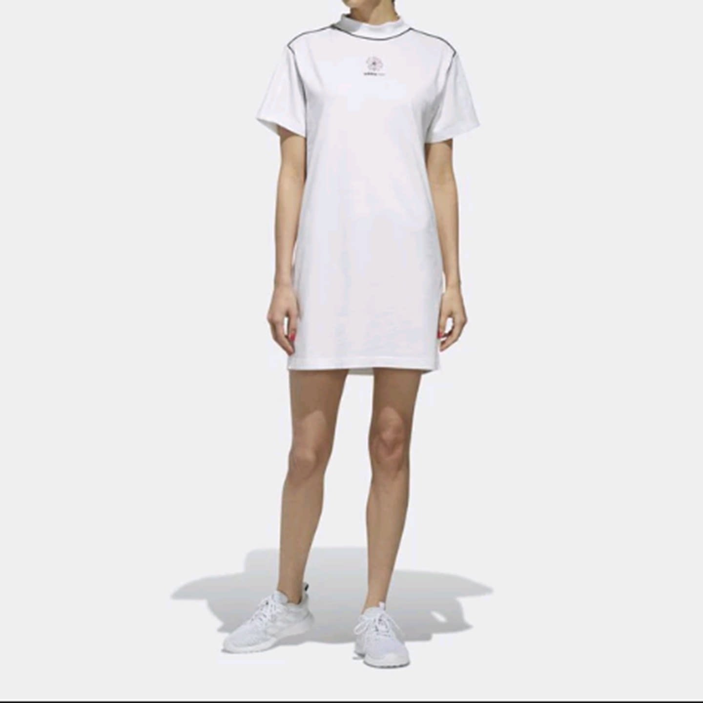 S码adidas阿迪达斯正品女子夏季中长裤圆领休闲短袖连衣裙EJ7094