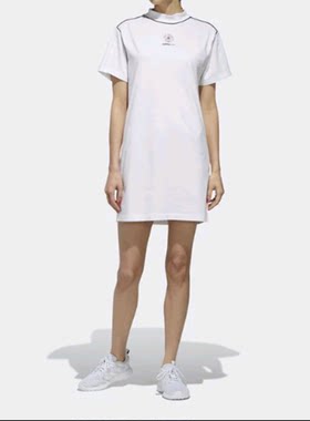 S码adidas阿迪达斯正品女子夏季中长裤圆领休闲短袖连衣裙EJ7094