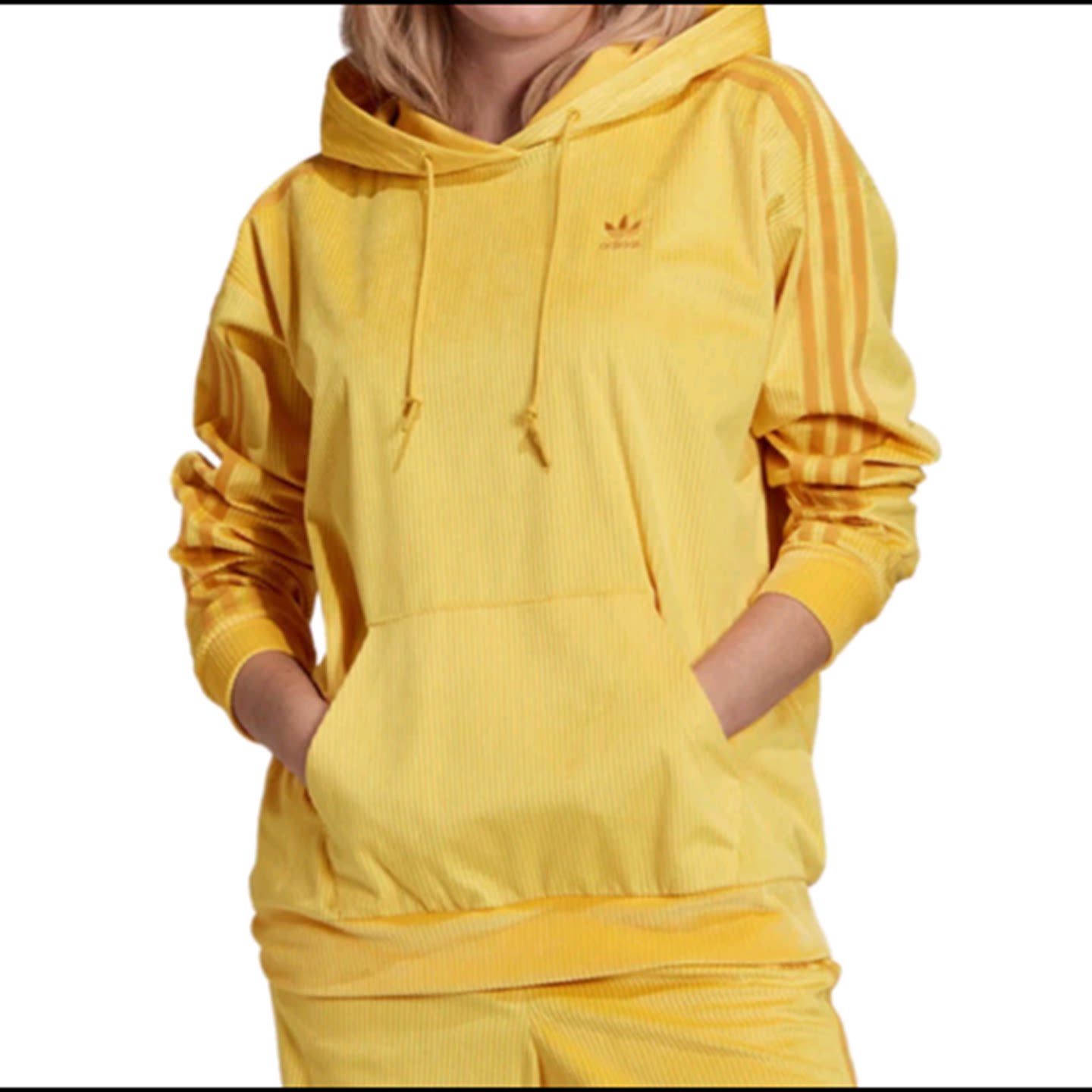 Adidas阿迪达Originals女士连帽套头衫条纹运动风长袖卫衣GU0809
