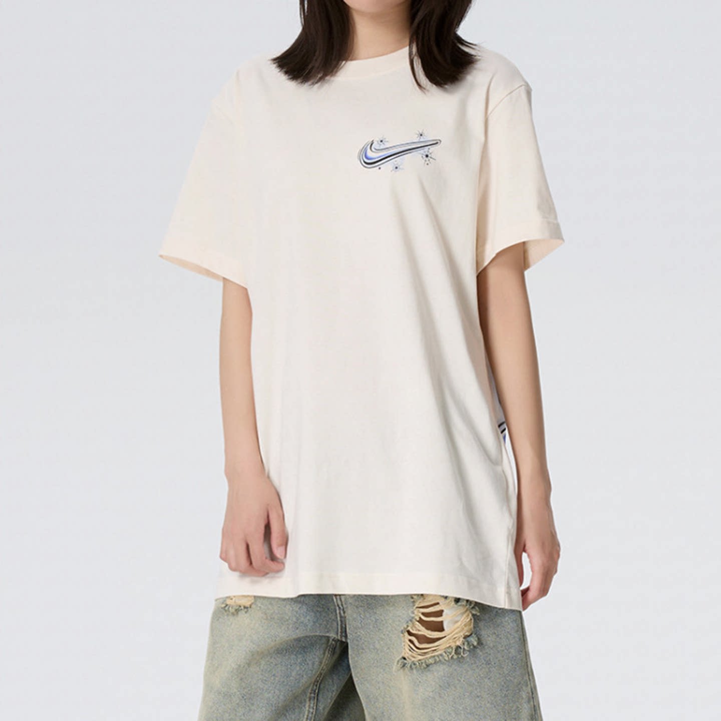 Nike耐克女子纯棉圆领套头舒适透气休闲短袖T恤IH7605-103