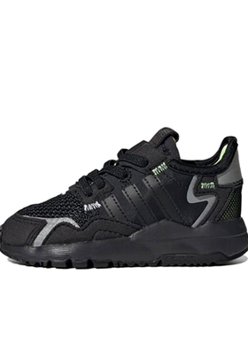 Adidas阿迪达斯轻便舒适黑色小童秋冬跑步时尚百搭休闲鞋 EE6492