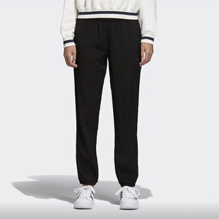 S码Adidas阿迪达斯女款三叶草时尚百搭修身纯黑休闲裤CD6900