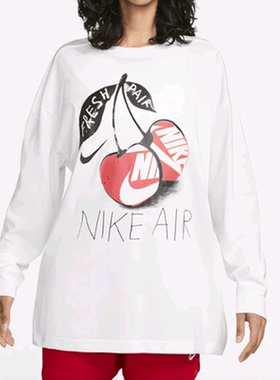 Nike耐克纯棉圆领女款运动时尚潮流简约百搭长袖T恤FD2567-100