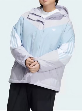 Adidas阿迪达斯Originals 保暖拼接棉羽鸭绒保暖防风羽绒服IU4784