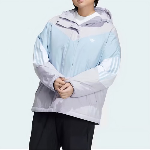 Adidas阿迪达斯Originals 保暖拼接棉羽鸭绒保暖防风羽绒服IU4784