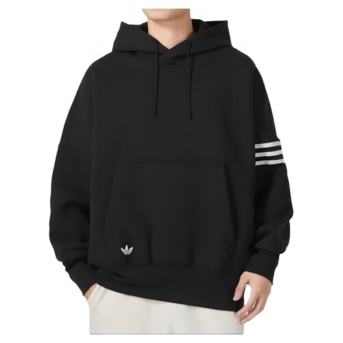 S码Adidas阿迪达斯男子三条纹连帽套头衫潮流休闲长袖卫衣HM1871