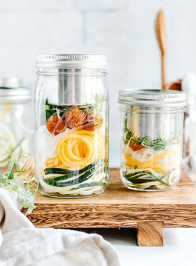 masonjar美式隔夜燕麦罐便携玻璃早餐杯轻食减脂餐密封罐梅森罐