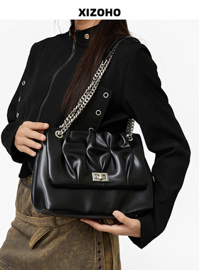 高级感褶皱云朵包24新款百搭通勤手提包链条腋下包单肩斜挎流浪包