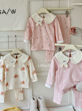 86013儿童早春睡衣套装2026新款女童家居服莱卡棉卡通舒适居家服