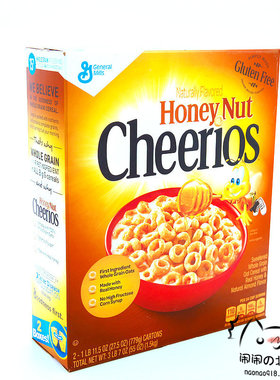包邮加拿大进口通用磨坊Cheerios蜂蜜燕麦圈750g单盒装即食营养早