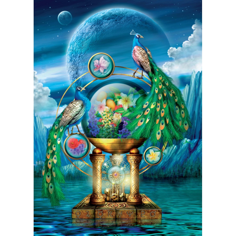 吉祥富贵孔雀长相厮守木质成人拼图1000片儿童益智卡通动漫玩具