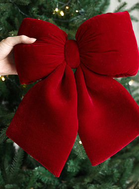新款圣诞节装饰挂件红色布艺蝴蝶结圣诞树大中小号蝴蝶结装饰品