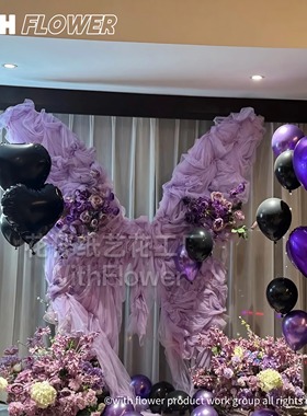 紫色仿真花蝴蝶造景美陈装饰场景布置纸艺花生日婚庆摆件花艺橱窗