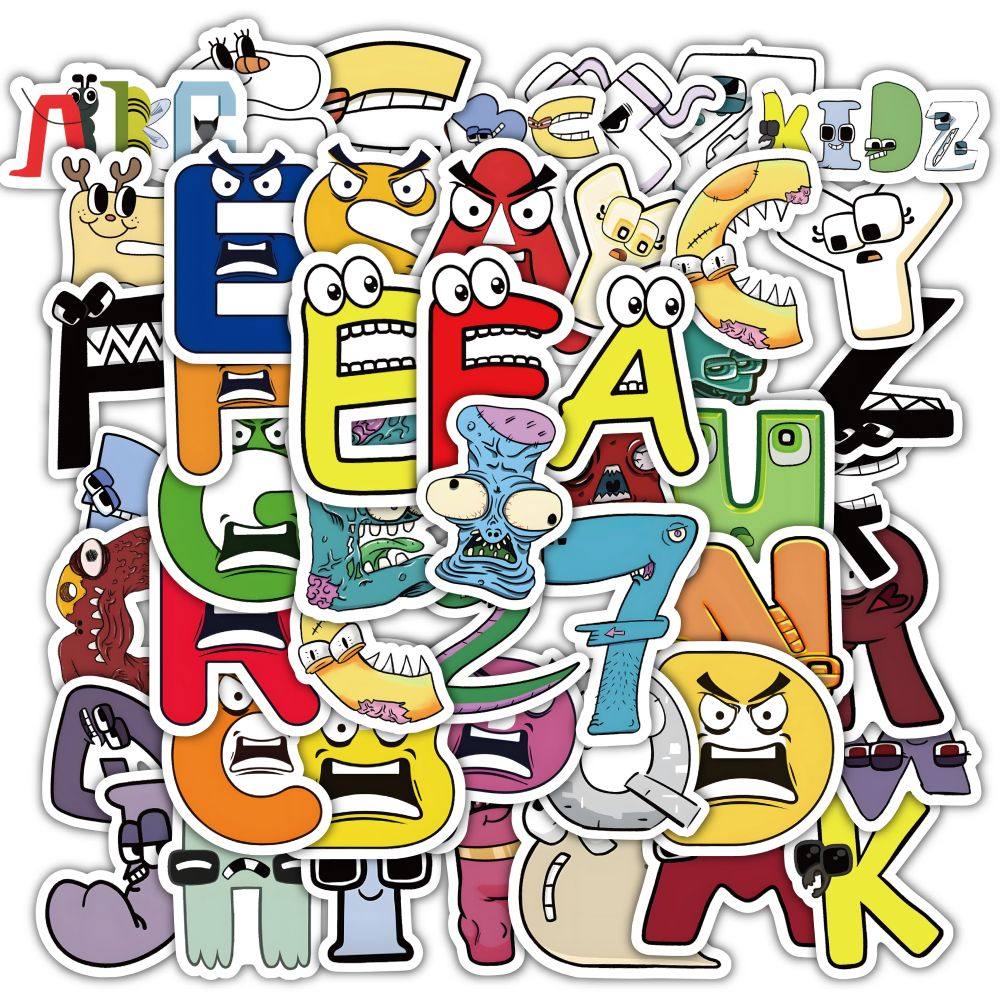 120张英文字母传说贴纸ins风可爱趣味字母小表情儿童益智贴画自粘