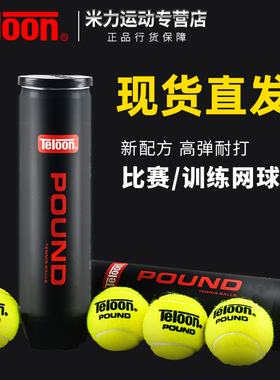 teloon天龙网球pound网球训练球比赛用球初学者练习P4网球4只罐装