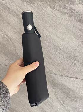 三折自动开收纯色黑色加大抗风伞