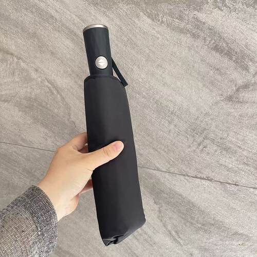 三折自动开收纯色黑色加大抗风伞