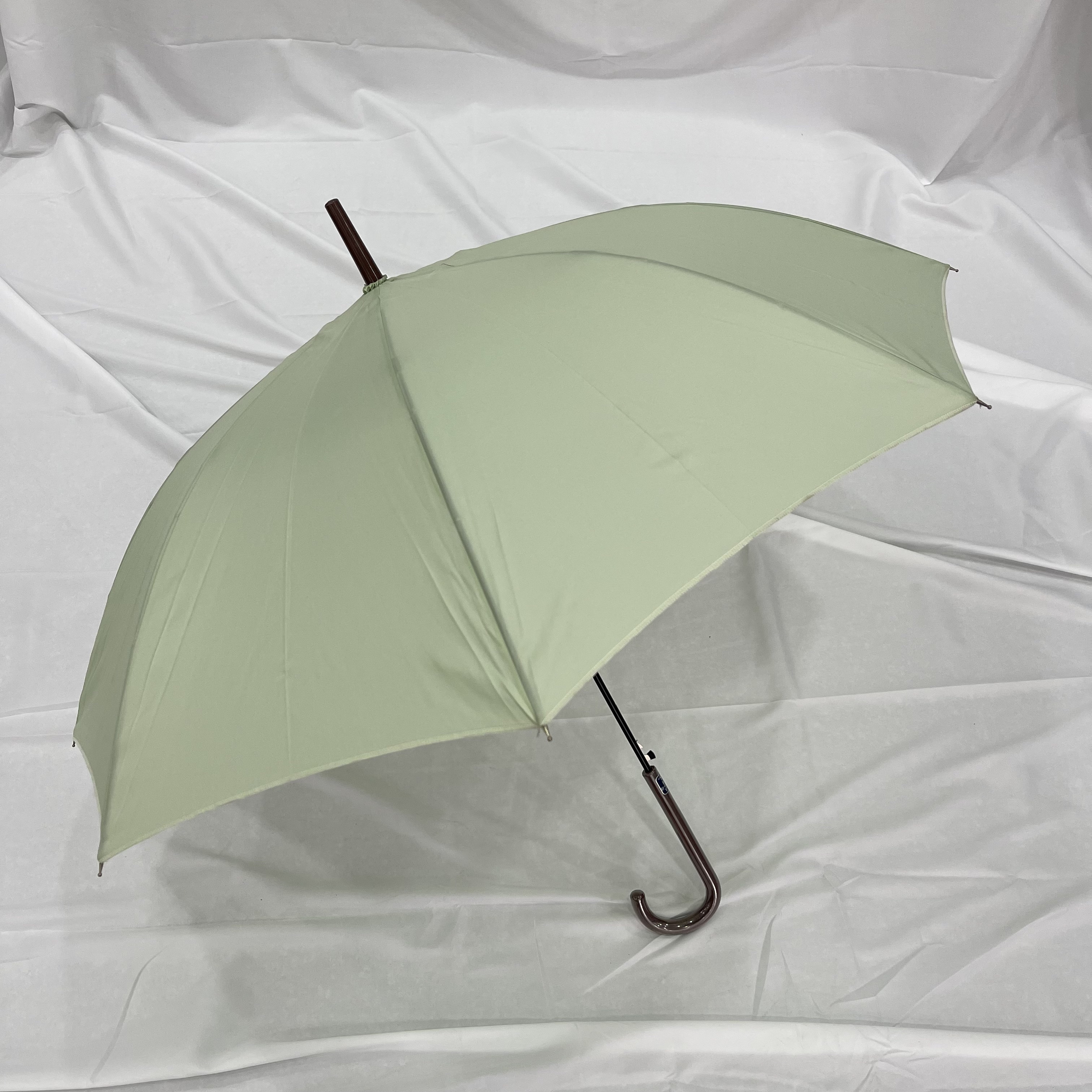 直骨自动外贸原单雨伞出口简约素色淡绿色夏日薄荷味清新男女雨伞