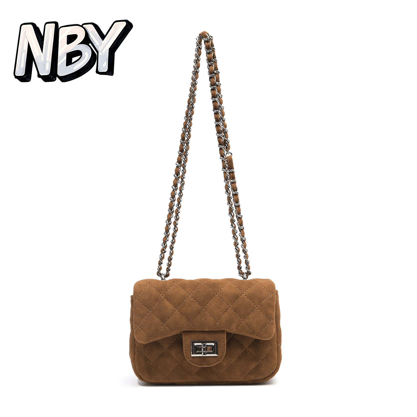 NBY原创潮牌小众复古菱格链条25新款小方包女百搭翻盖单肩斜挎包,箱包皮具/热销女包/男包,小方包,淘宝优惠券,粉丝福利购,淘宝优惠卷