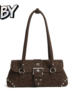 NBY原创潮牌美式复古辣妹豹纹Y2K腋下25新款高级感小众设计手提包