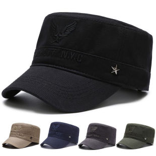 时尚 平顶中年帽韩版 休闲百搭户外短帽檐中老年鸭舌帽 男士 新款