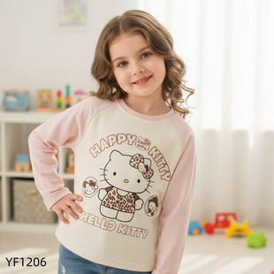 搭裙子超绝！秋款女童纯棉卫衣抗起球耐洗萌趣卡通打底衫YF1206