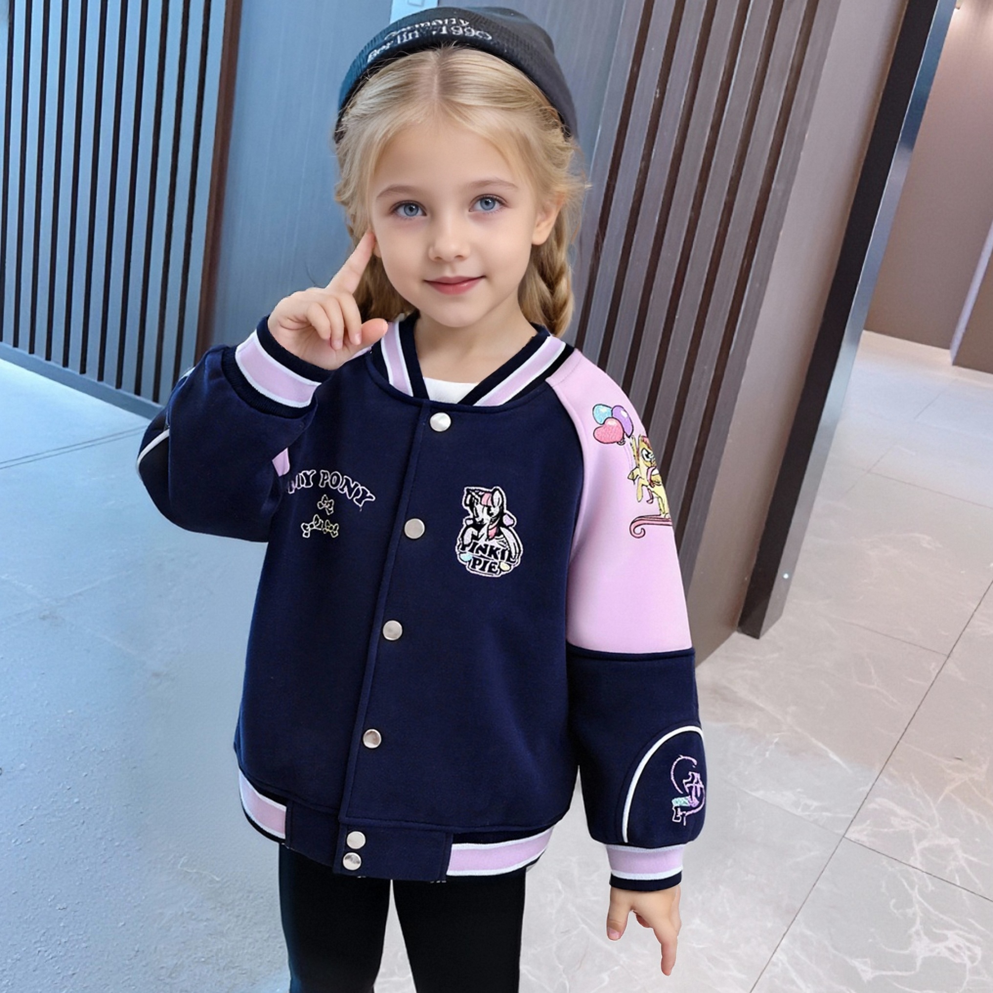 【栗子家专属】】XM535冬款加绒撞色拼接学院风保暖儿童棒球服