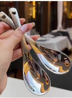 【专享】【拍一发四个】复古式锤点勺子不锈钢锤纹勺家用餐