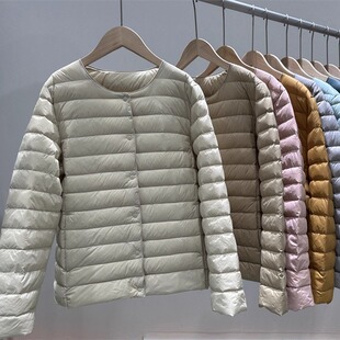 女士内胆新标90%绒中长款 叠穿外套圆领V领休闲三防 轻薄羽绒服