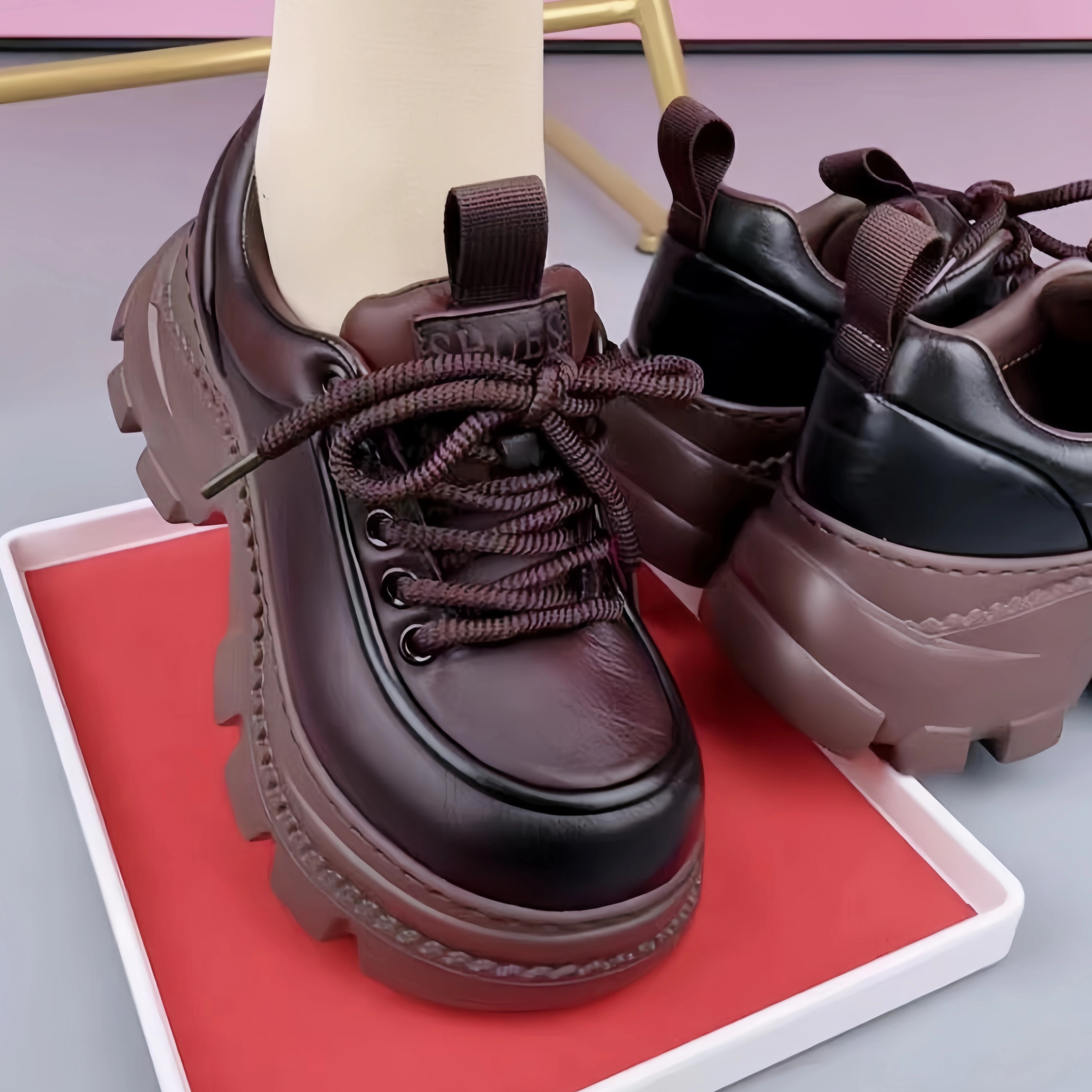 真皮单鞋厚底小个子增高休闲皮鞋