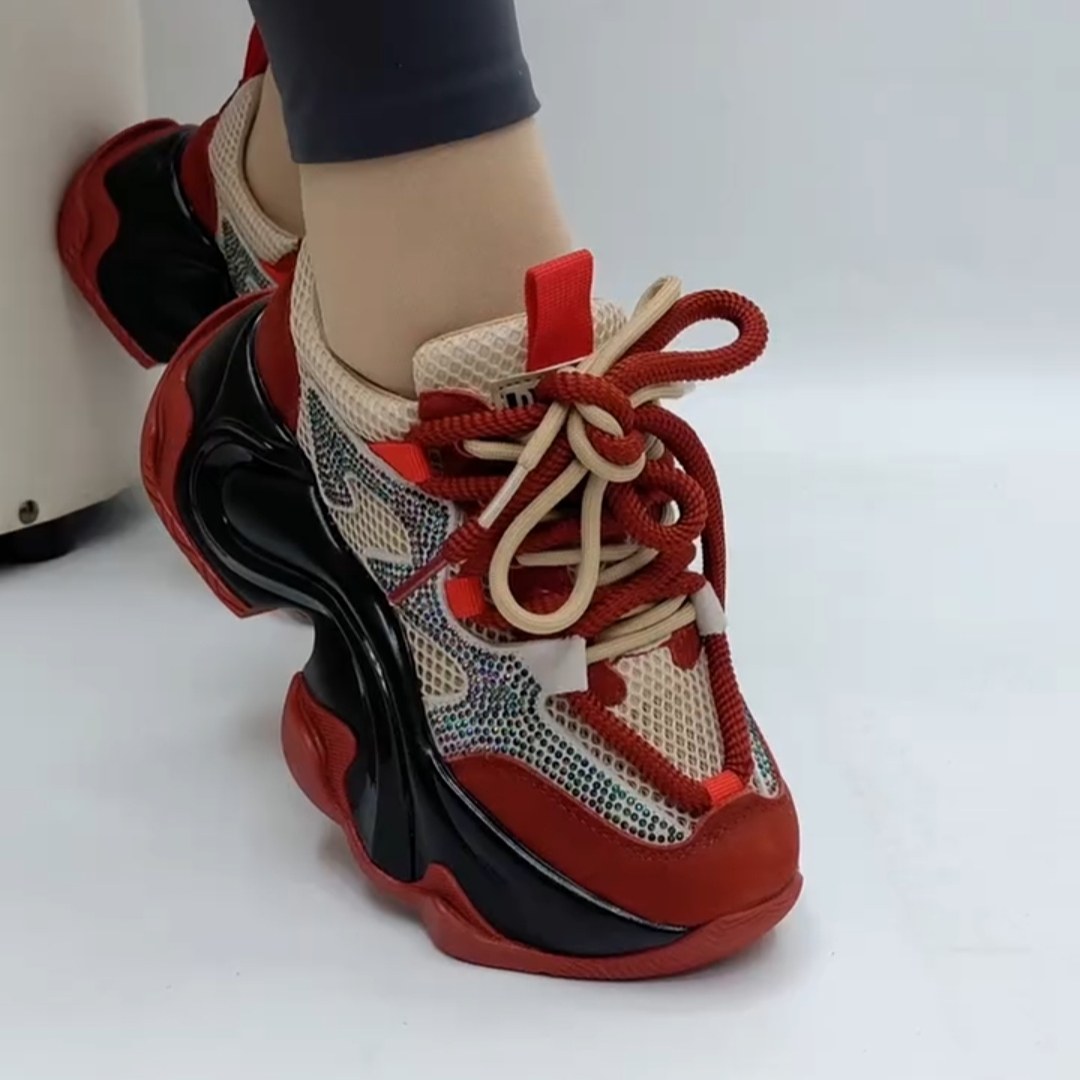 老爹鞋女ins潮2025夏季新款镂空网面休闲鞋真皮厚底小个子增高鞋,女鞋,网面鞋,淘宝优惠券,粉丝福利购,淘宝优惠卷