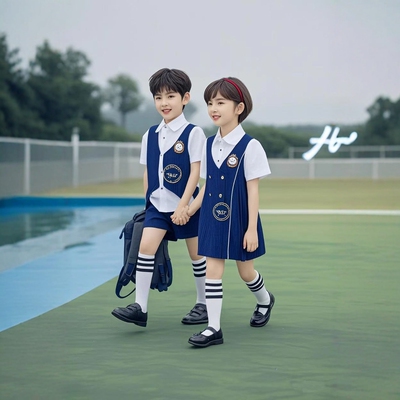 夏季西装小学生英伦风校服三件套