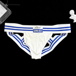 ORLVS男丁字内裤交叉双丁莫代尔海蓝条纹U凸性感低腰提臀运动青年