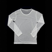 ADANNU男透明长袖 超薄透气柔软舒适圆领纯色性感潮流运动青年 T恤