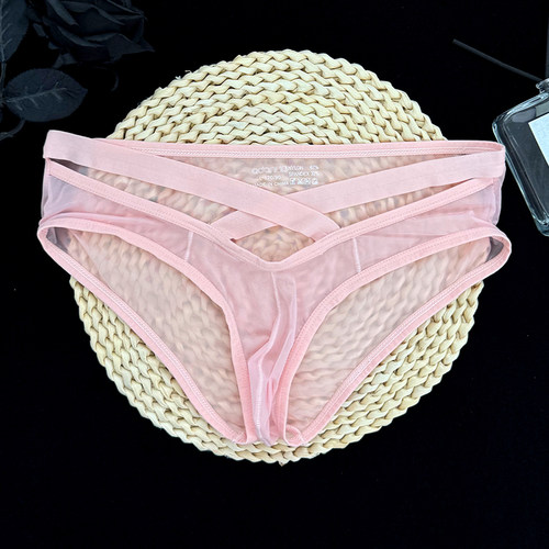 ADANNU男三角内裤交叉透明超薄
