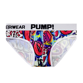 underwear pump 男三角内裤 Men 锦纶涂鸦 性感低腰提臀薄运动青年