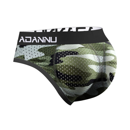 ADANNU男三角内裤臀垫迷彩网孔