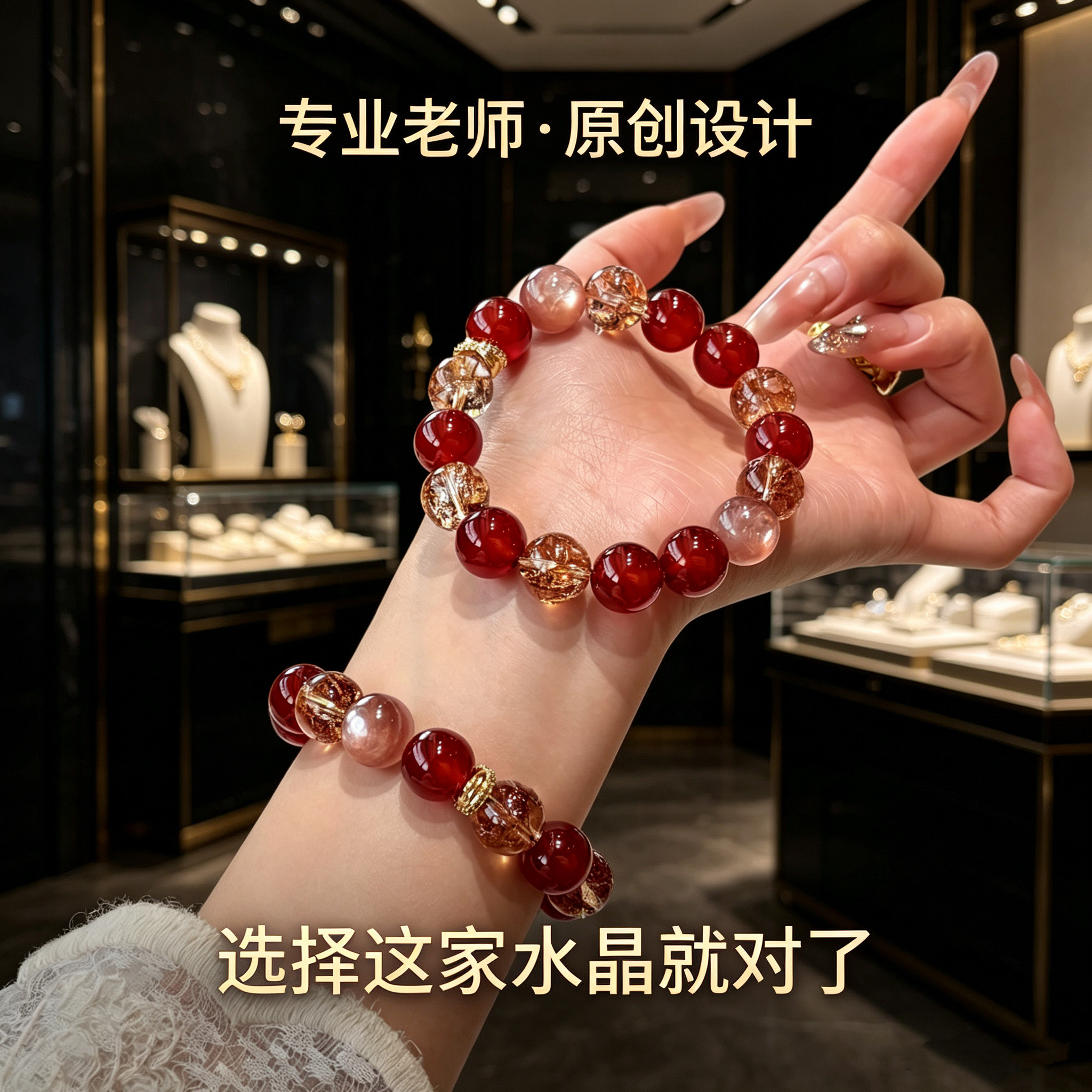 若慕天然水晶红玛瑙手串本命年
