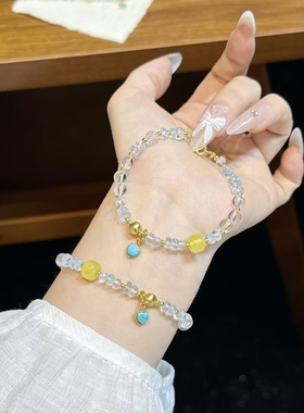 天然白水晶手链女款轻奢小众精致手串送女友闺蜜礼物本命年礼物