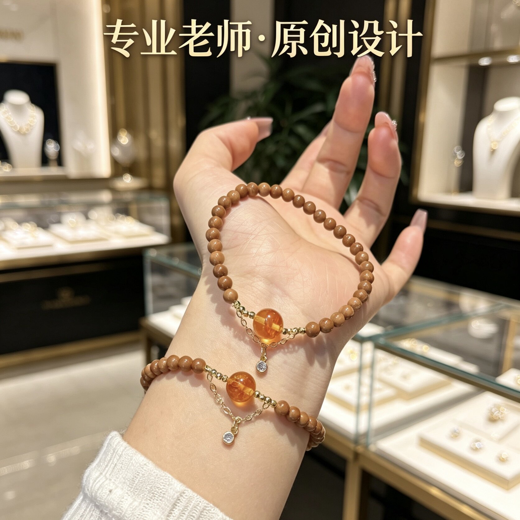 天然蜜蜡手链女款单圈琥珀库克手串饰品礼物送女友闺蜜生日礼物
