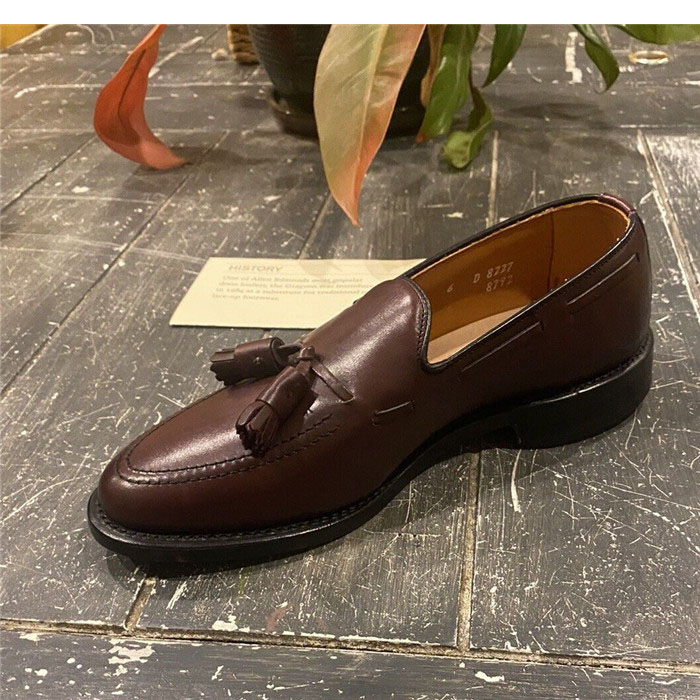 美国产Allen Edmonds牛皮里外全皮真皮套脚一脚蹬商务正装皮鞋男