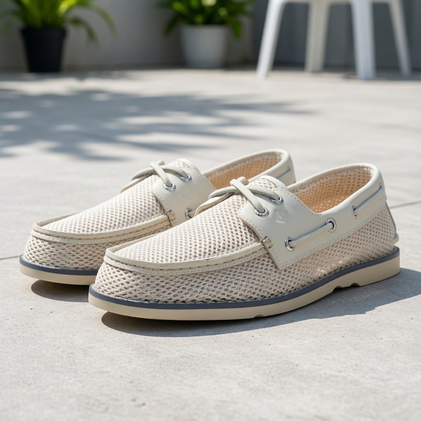 美国SPERRY编织镂空夏季帆布鞋帆船鞋系带驾车鞋休闲皮鞋真皮里男