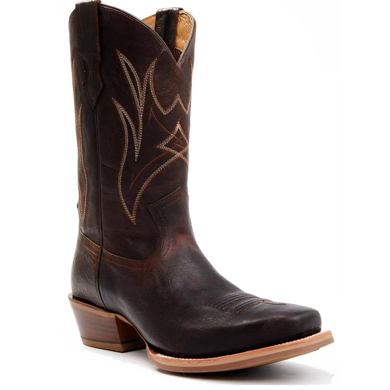 美国产CODY JAMES牛皮刺绣小方头固特异防滑底西部牛仔靴男骑马靴