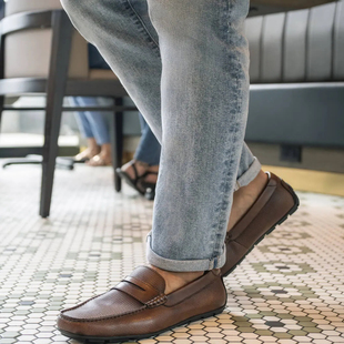 美国Florsheim富乐绅男鞋编织牛皮驾车鞋真皮透气乐福鞋休闲皮鞋