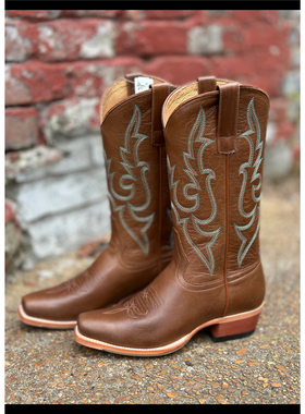 墨西哥产Macie牛皮刺绣真皮中筒靴复古西部牛仔靴女骑马靴古装靴