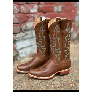 靴 墨西哥产Macie牛皮刺绣真皮中筒靴复古西部牛仔靴女骑马靴古装