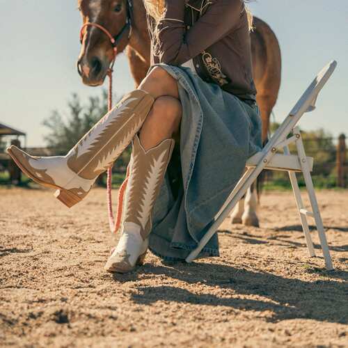 墨西哥stetson反绒牛皮树叶刺绣巴洛克雕花复古西部牛仔靴女长靴