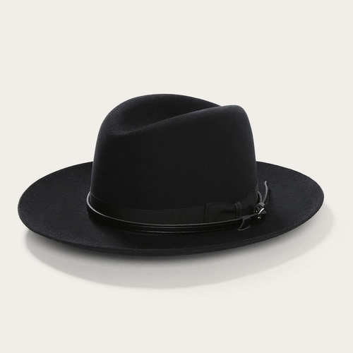 STETSON美国产纯羊毛呢皮带条毡帽5X宽檐帽草原帽礼帽西部牛仔帽